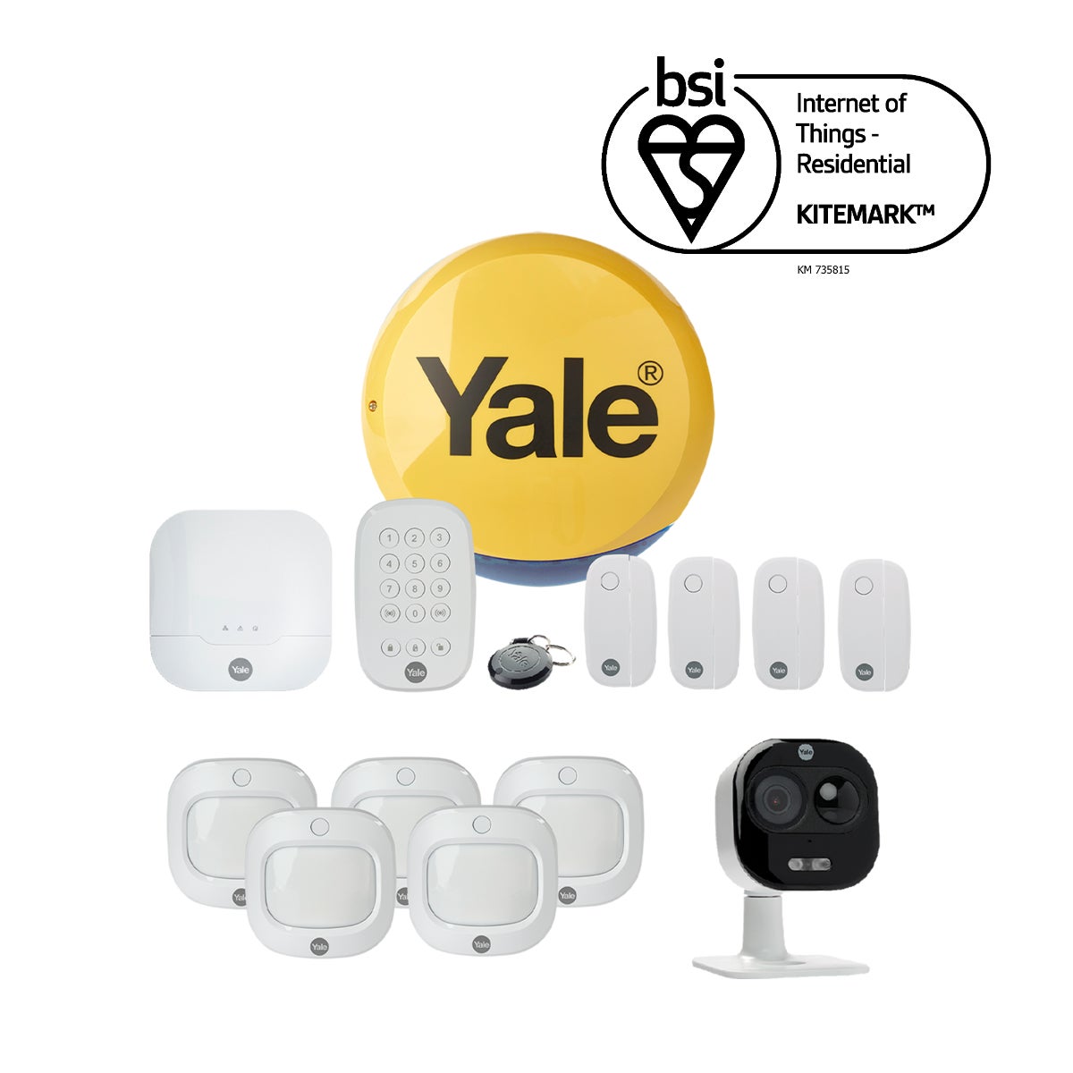Yale Sync Smart Home Alarm 14 Piece Kit with White All in one Camera