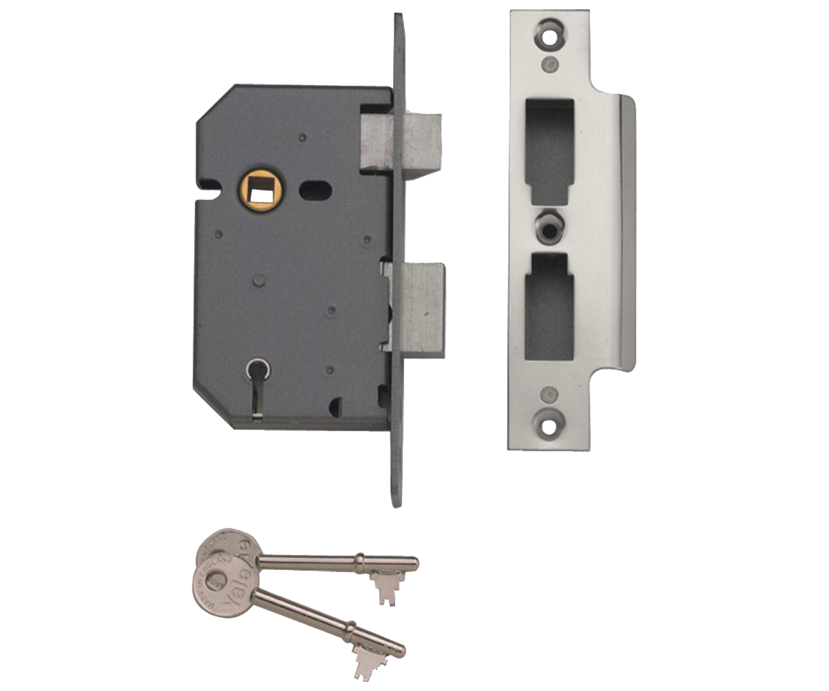 Yale 5 Lever Mortice Sashlock,External Doors, Chrome/Brass, 2.5 Inch/3 Inch